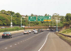 H201/H1 78 eastbound, approaching exit for Tripler Hospital