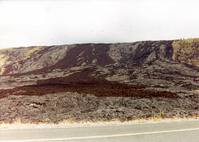 Lava flow down pali above Chain of Craters Road