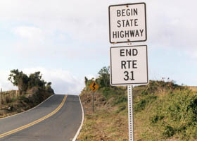 Sign:  Begin State Highway | End Rte 31