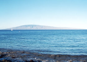 View of Lanai island, from Honoapiilani Highway