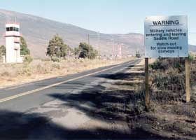 Warning of military traffic ahead on Ala Mauna Saddle Road