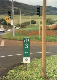 Closeup of terminal milepost 3.49 at north end of state route 51