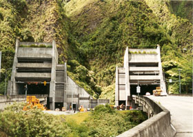 East portal of Interstate H-3 tunnels through Koolau Range